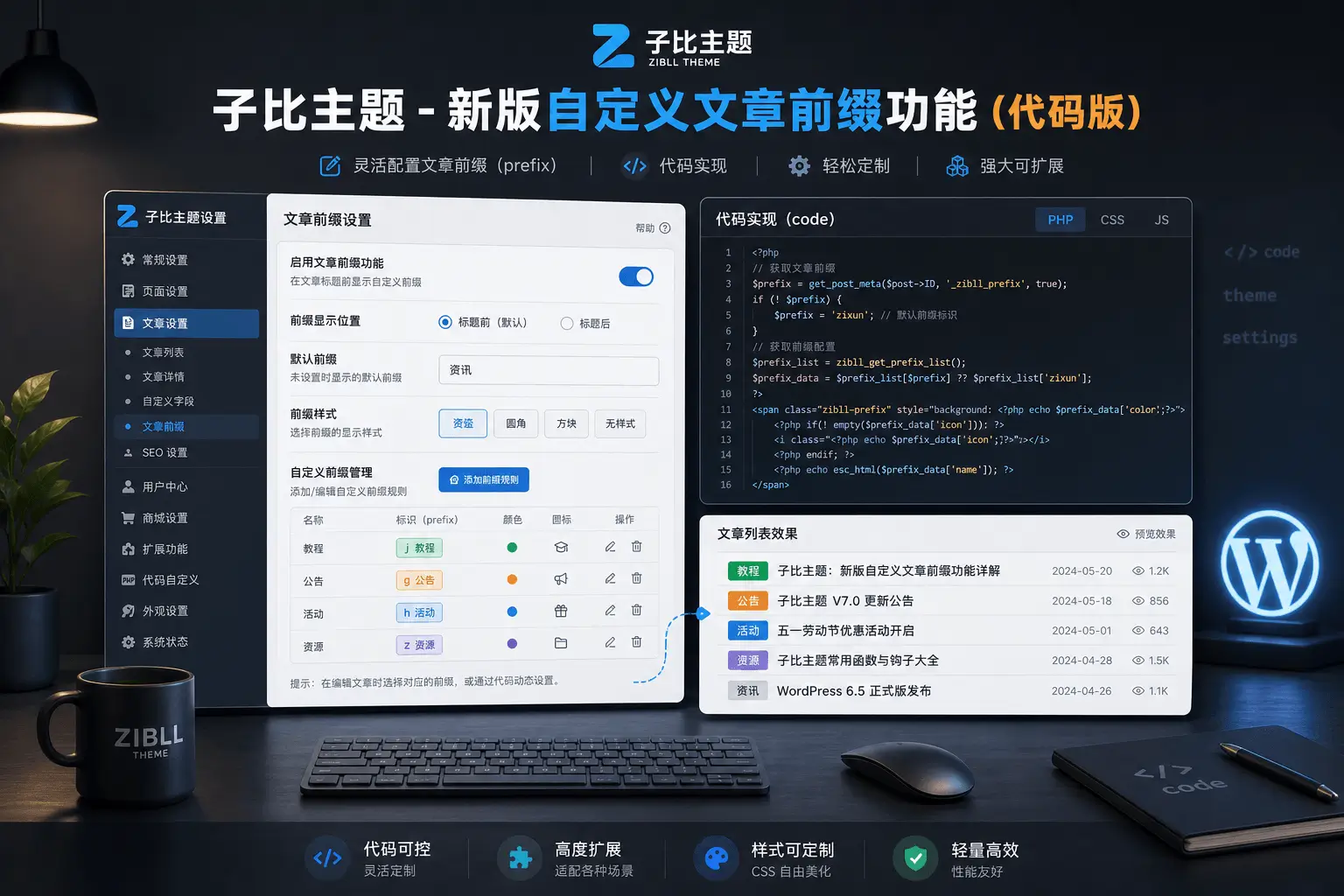 子比主题-新版自定义文章前缀功能（代码版）-MS应用